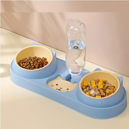 Cartoon Face Water Dispenser With Double Bowl