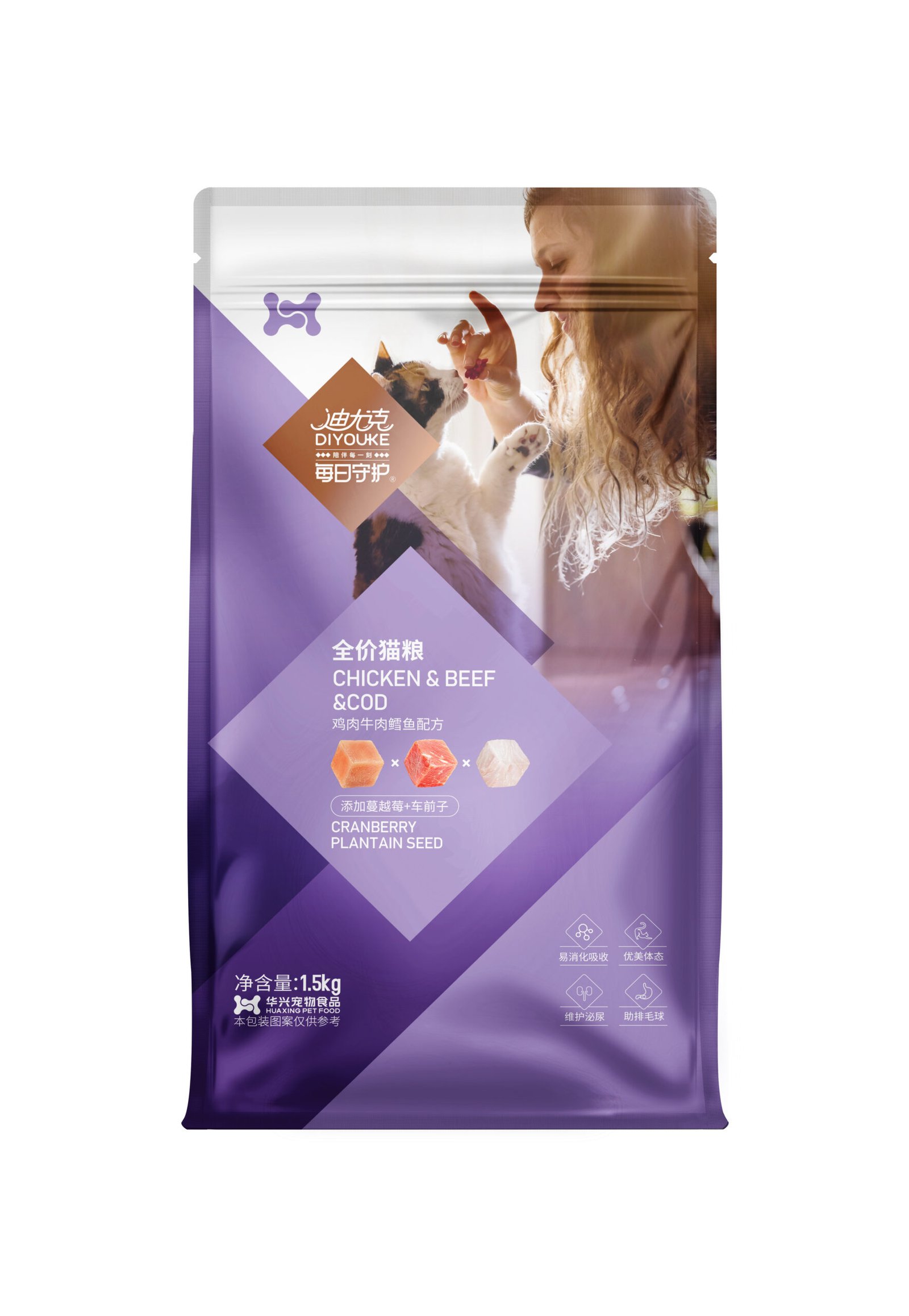 Diyouke Chicken, Beef & Codfish 1.5kg Diyouke Premium Cat Food Chicken, Beef & Cod (All Life Stage) - Image 1